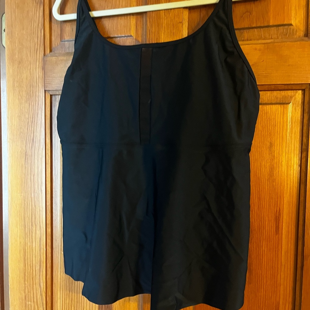 Black Tankini Swim Top - Scoop Neck